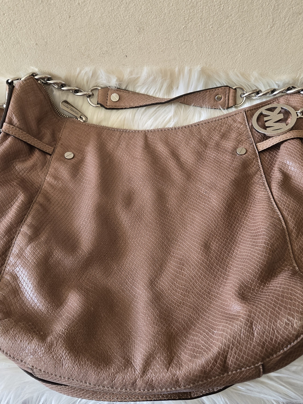 Michael Kors Tan Textured Leather Hobo Shoulder Bag